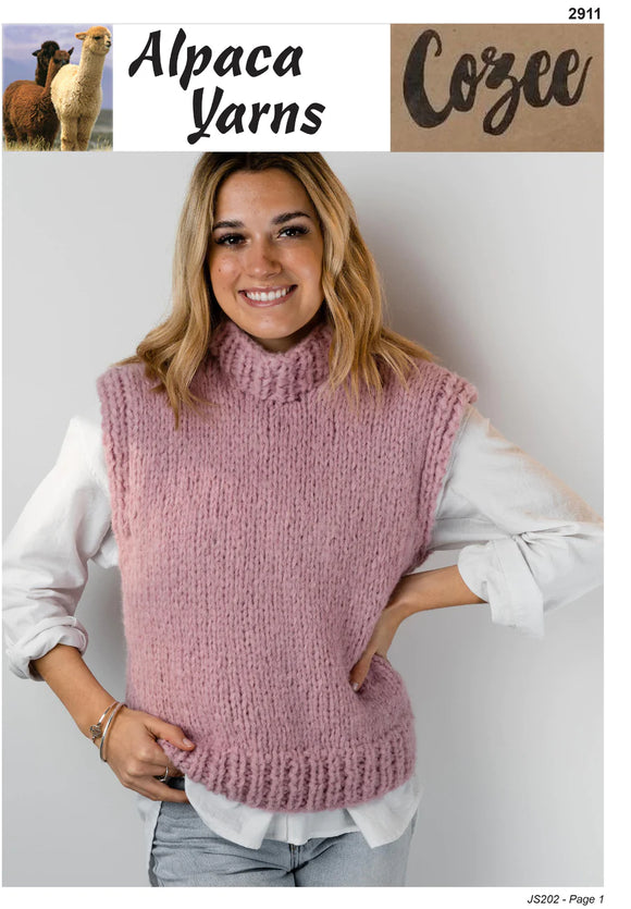 Alpaca Yarns Knitting Pattern 2915 - Ladies Vest in Super Chunky