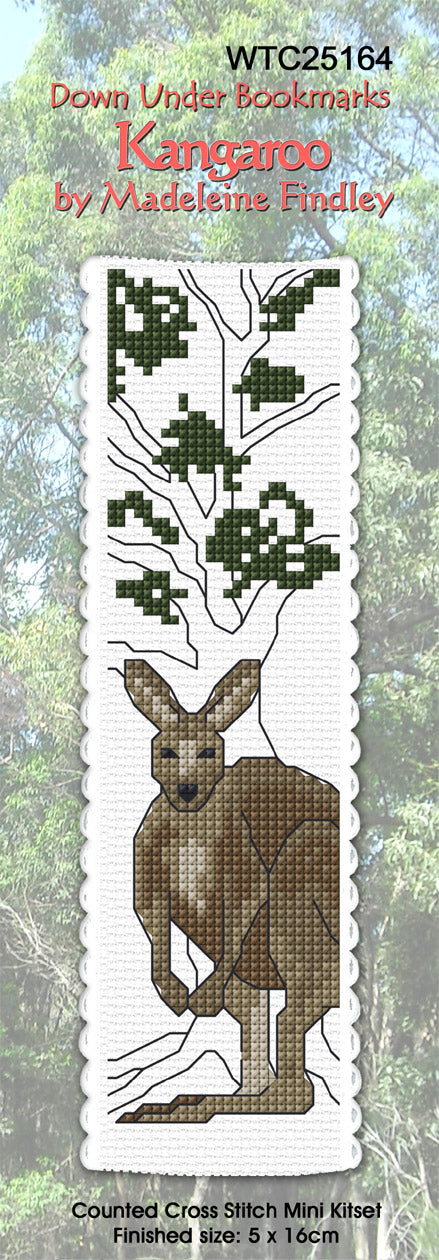 New Zealand designed Cross-stitch bookmark with Australian Kangaroos.