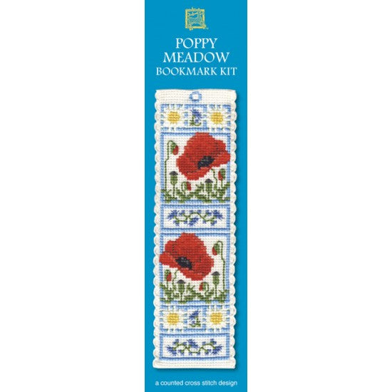 British Textile Heritage Cross-stitch Bookmark kit - Poppy Meadow