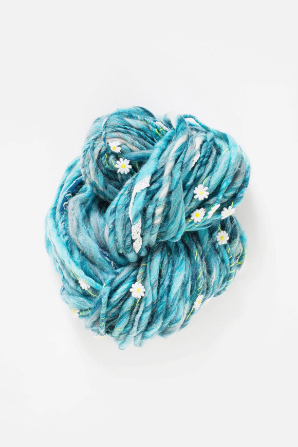 Knit Collage Daisy Chain - Hand Spun Thick and Thin Art Yarn in Super Chunky