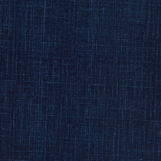 Close-up view of a fabric with a cross-hatch texture in a solid navy color, showcasing its slub texture.