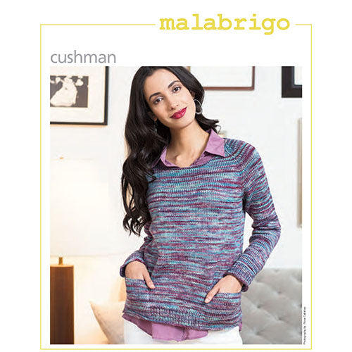 Malabrigo Knitting Pattern - Cushman Pullover with Raglan Sleeves & Pockets in 8-ply / DK to 10-ply / Worsted-weight