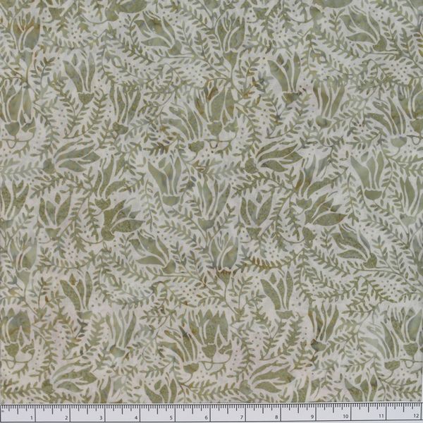 New Zealand designed quilt fabric with New Zealand Kowhai flowers and leaves in sage green on off-white