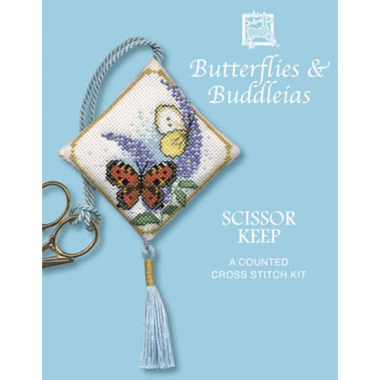 British Textile Heritage Cross-stitch Scissor Keep kit - Butterflies & Buddleia