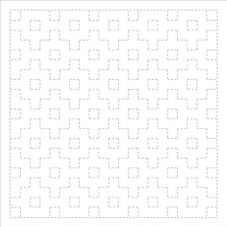 Daruma - Pre-printed Sashiko Fabric in Connected Angles design on White Background