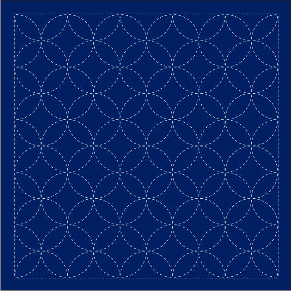Daruma - Pre-printed Sashiko Fabric in Cloisonne Treasures design on Indigo Background