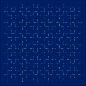 Daruma - Pre-printed Sashiko Fabric in Connected Angles design on Indigo Background