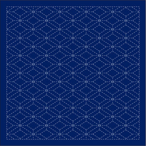 Daruma - Pre-printed Sashiko Fabric in Triple Diamond design on Indigo Background