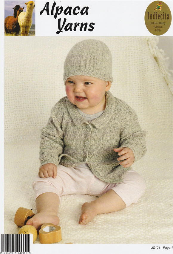 Indiecita Knitting Pattern 1931 - Babies Jacket & Hat in 4-Ply / Fingering for Ages 0-12 months