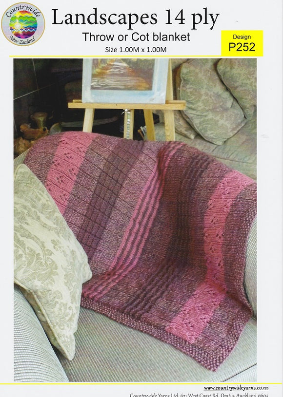 Countrywide Knitting Pattern P252 - Throw or Cot Blanket in Chunky / 14-ply