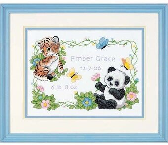 Dimensions Stamped Cross Stitch Kit - Baby Animals Birth Record