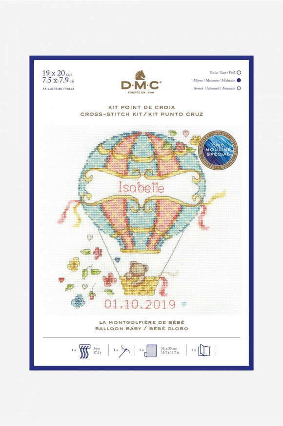 DMC Counted Cross Stitch Kit - Baby Balloon Birth Record