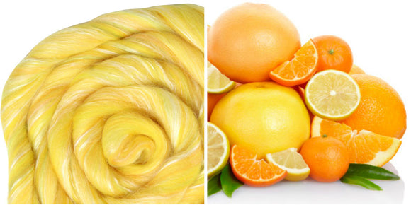 Silk Merino Sliver Fibre - Citrus colour