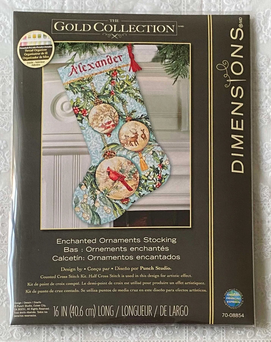 Dimensions Gold Collection Enchanted Ornament Stocking Counted Cross Stitch Kit, 16L