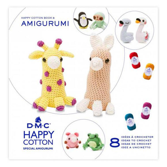 DMC Happy Cotton Pattern Booklet 8 - Amigurumi Friends including Llama, Giraffe, Pig, Frog, Swans & Penguin