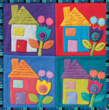 Sue Sprago Pre-cut Wool Kits - Blue House on Red