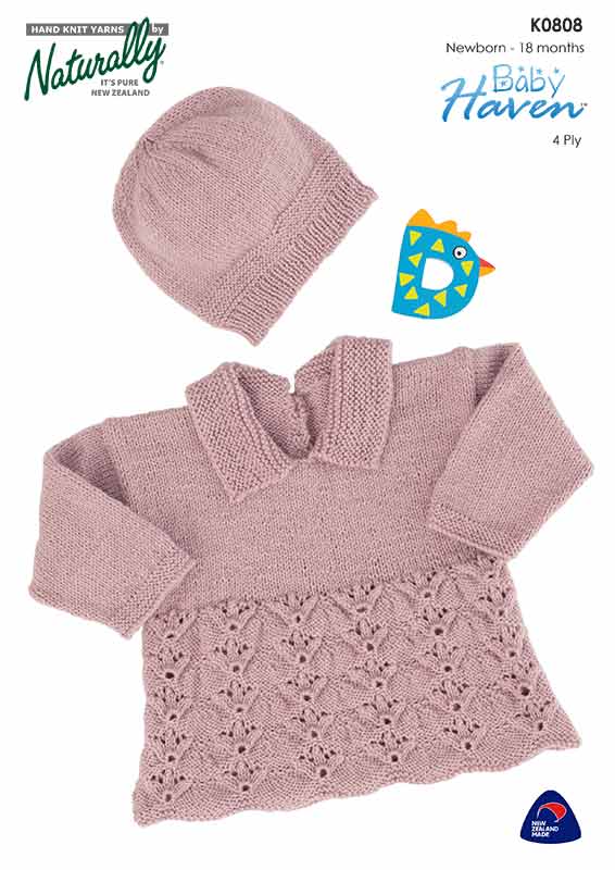 Naturally Knitting Pattern K0808 - Babies Hat & Sweater with gorgeous lace pattern 4-ply / Fingering for ages 0 to 18 months