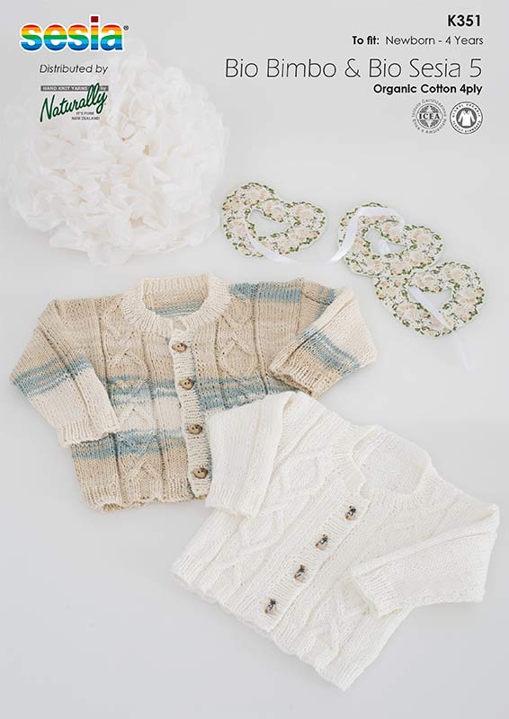 Naturally Knitting Pattern K351 - Children's Cardigans in 4-ply Cotton for ages Newborn to 4 years