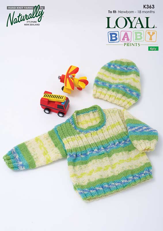 Naturally Knitting Pattern K363 - Baby's Textured Pullover in 4-ply / Fingering for ages Newborn to 18 months