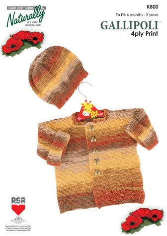 Naturally Knitting Pattern K800 - Babies / Childs Cardigan and Hat in 4-ply / Fingering for ages 6 months to 3 years