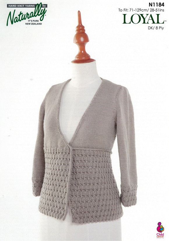 Naturally Knitting Pattern N1184 - Ladies wrapped Cardigan in 8-ply / DK