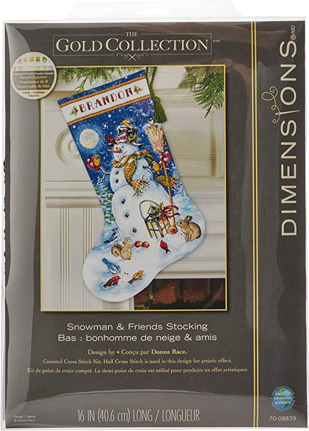 Dimensions Gold Collection Counted Cross Stitch Kit Snowman & Friends Stocking