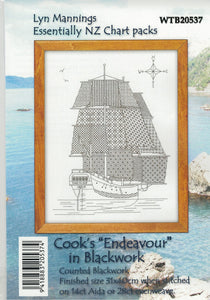 Cross-stitch chart - Cook's "Endeavour" in Blackwork