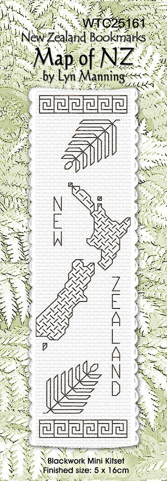 CraftCo Cross-stitch bookmark kit - Blackwork Map of NZ