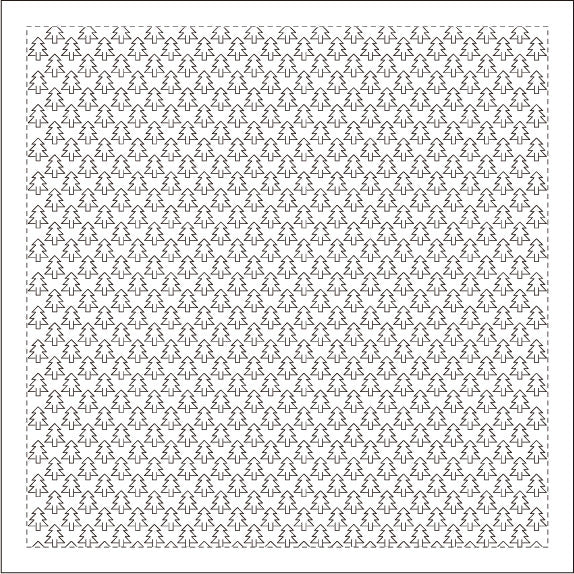 Daruma - Pre-printed Sashiko Fabric in Forest design on White Background