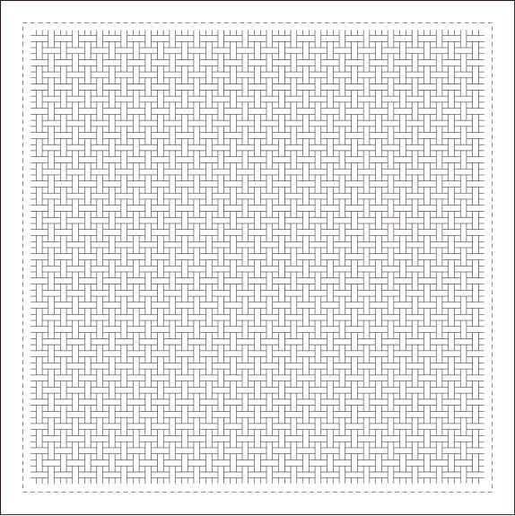 Daruma - Pre-printed Sashiko Fabric in Basket design on White Background