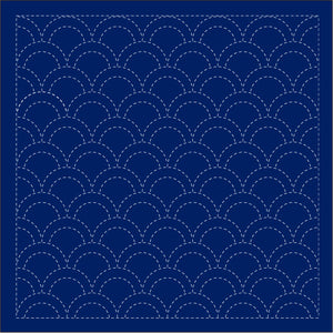 Daruma - Pre-printed Sashiko Fabric in Qinghao Wave design on Indigo Background