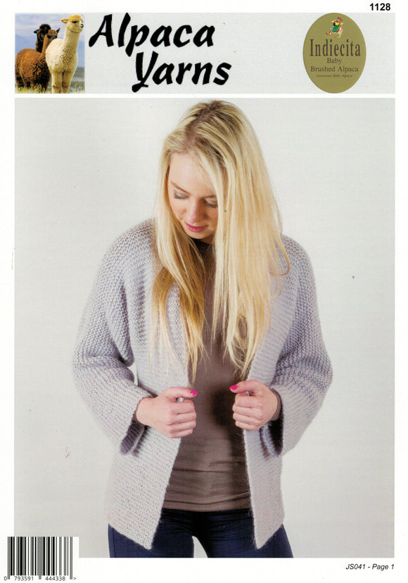 Indiecita Knitting Pattern 1128 - Super Easy Ladies Cardigan in 14-Ply / Chunky-weight