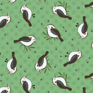 Little Creatures - Kookaburras on Green Background