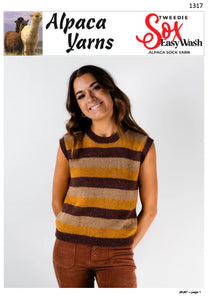 Alpaca Yarns Knitting Pattern 1317 - Easy to Knit Adult Vest 4-Ply / Fingering