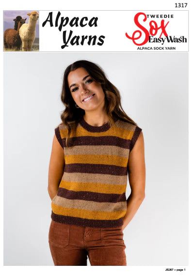 Alpaca Yarns Knitting Pattern 1317 - Easy to Knit Adult Vest in 4-Ply / Fingering