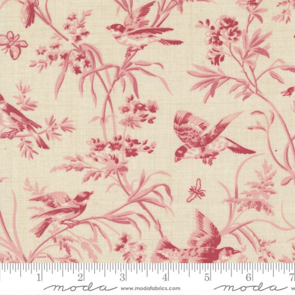French General Antoinette Collection - Aviary De Trianon in Faded Red on Pearl