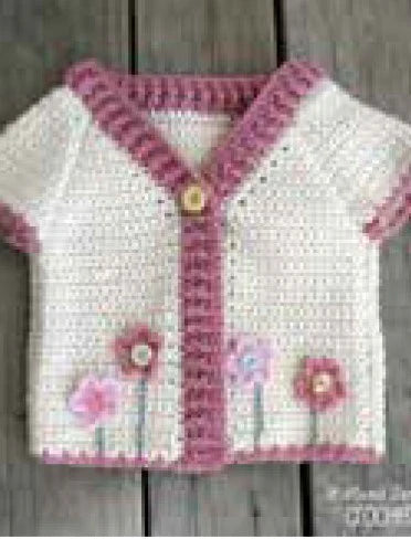 Alpaca Yarns Crochet Pattern 1405 - Babies Flower Garden Cardigan in 8-Ply / DK