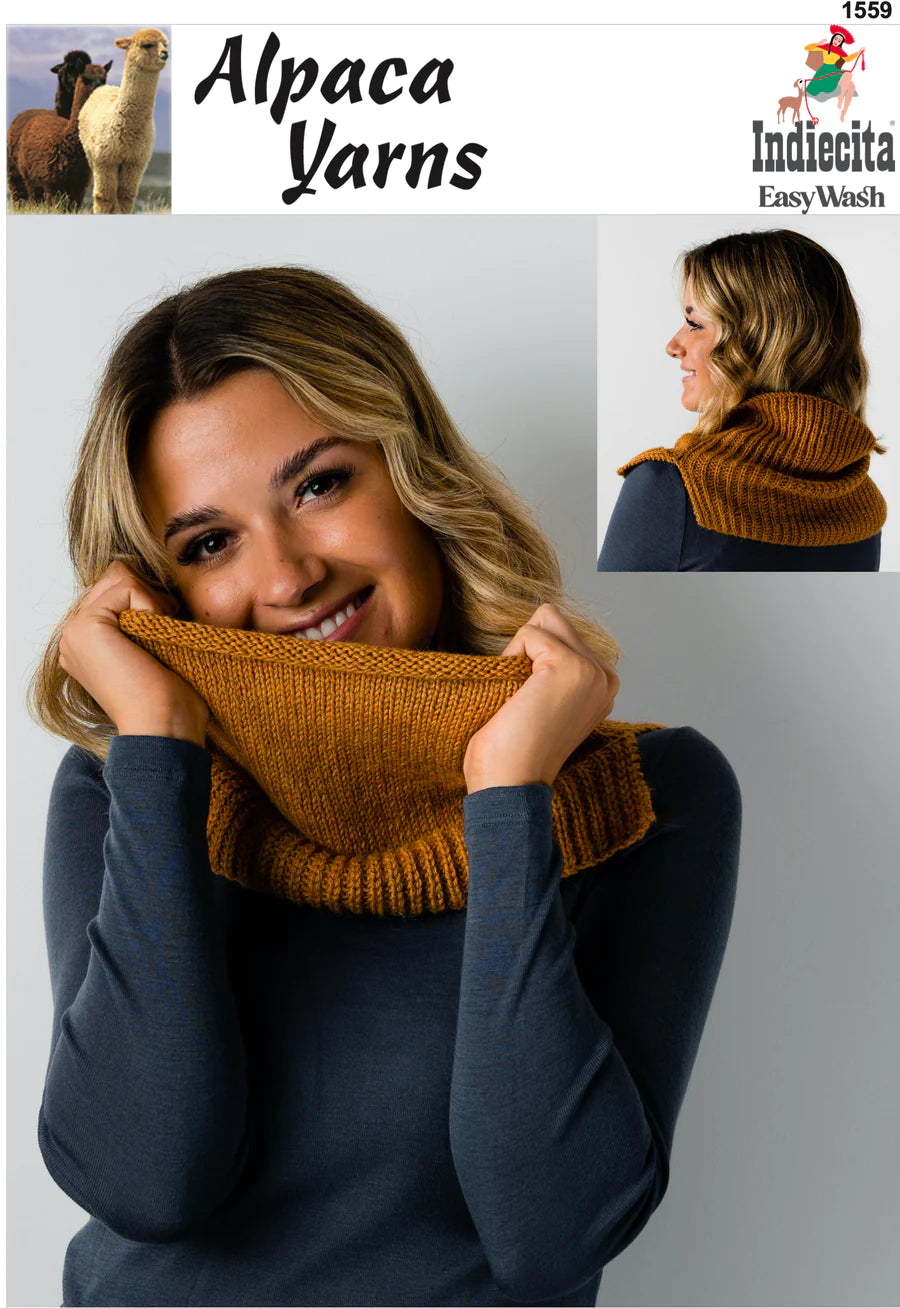 Indiecita Knitting Pattern 1559 - Adult Neck Warmer in 8-Ply / DK