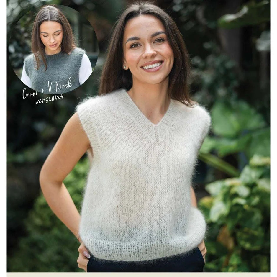 Crucci Knitting Pattern 2409 - Ladies Mohair Vest in 12-ply / Aran