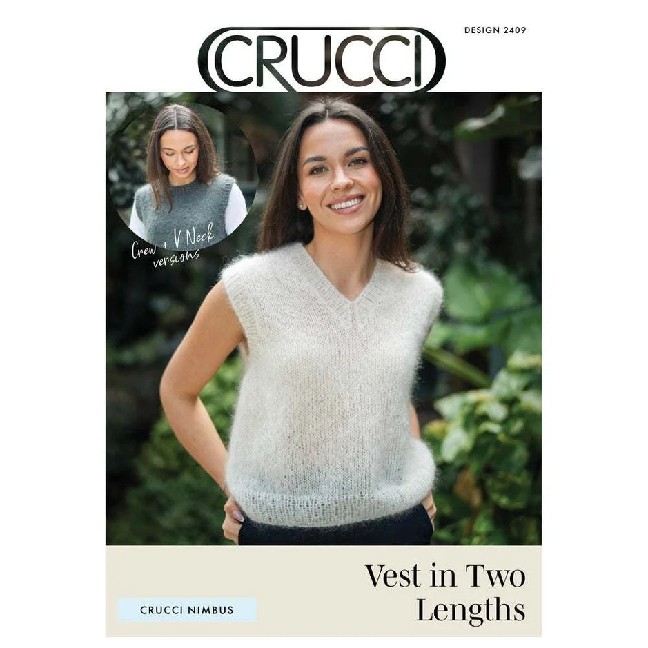 Crucci Knitting Pattern 2409 - Ladies Mohair Vest in 12-ply / Aran