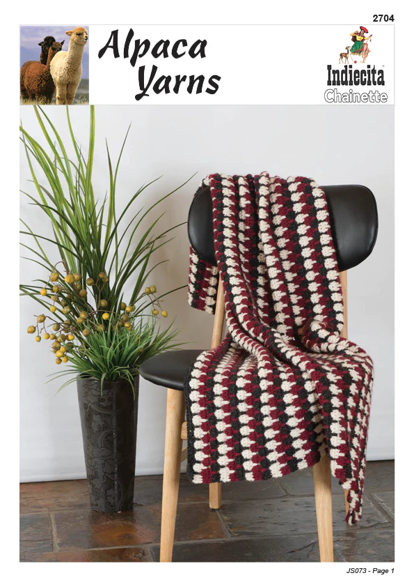 Indiecita Crochet Pattern 2704 - Crochet Throw / Blanket in 10-Ply / Worsted-weight