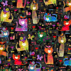 Catsville by Gareth Lucas for Northcott Fabrics - Cats in the Night