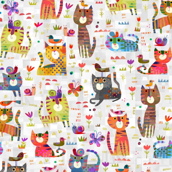 Catsville by Gareth Lucas for Northcott Fabrics - Cats in the Day