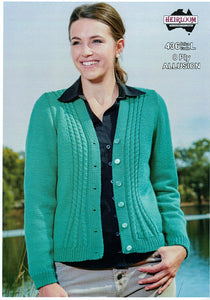 Heirloom 436- Ladies Cardigan with cable detail in 8-ply / DK