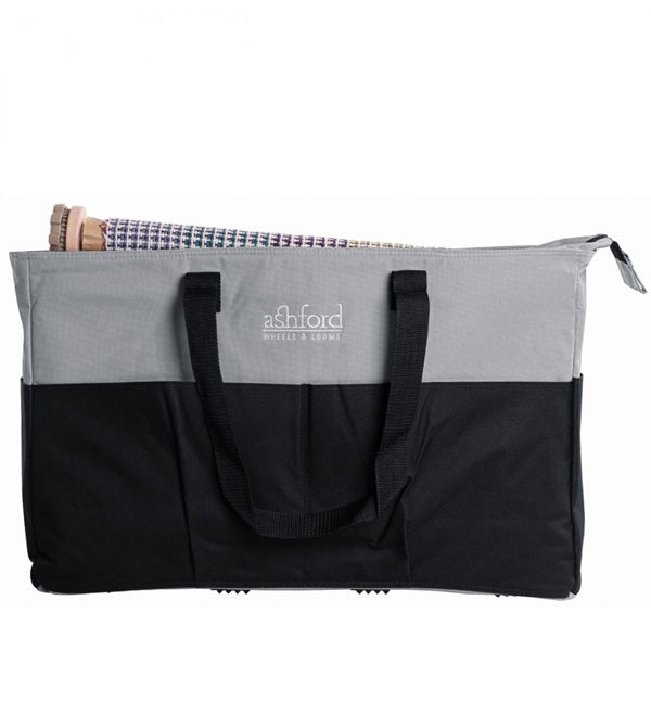 Gray and black bag with 'ashford' branding on a white background