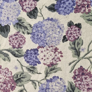 Misa - Large Hydrangea in  Purples on a natural Linen background