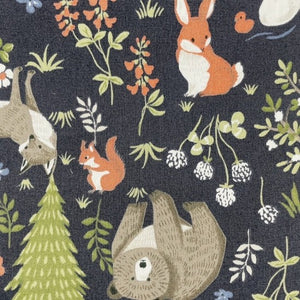 Tama -  Forest Scene with Bears, Squirrels, Bunnies, Horses, Owls, Ducks & Foxes on a Navy background