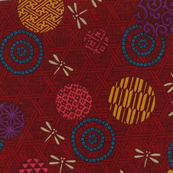 Appi - Traditional Dragonfly print on Dark Red with a Modern Twist