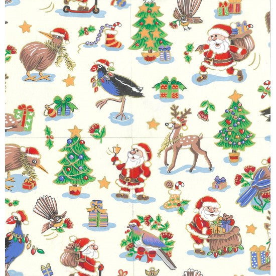 Kiwi Christmas - New Zealand Christmas Print Gold Overlay and Kiwi Birds, Pukekos & More