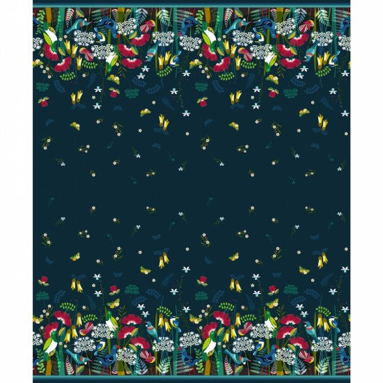 Twilight - New Zealand Night Forest Scene on Navy (Double Border Print)